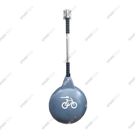 Stainless steel bicycle holder, wall mounted with grey seat cover 