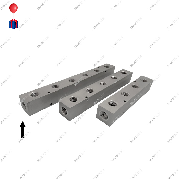 Stainless steel manifold block 6 output+ 2 input F 1/2''