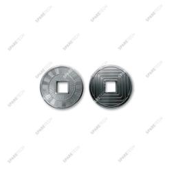Stainless steel token 23 X 1.9mm with D.6mm square hole (per 100)