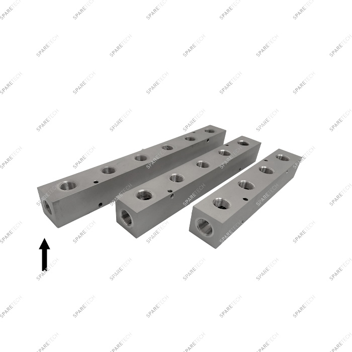 Stainless steel manifold block 6 output+ 2 input F 1/2''