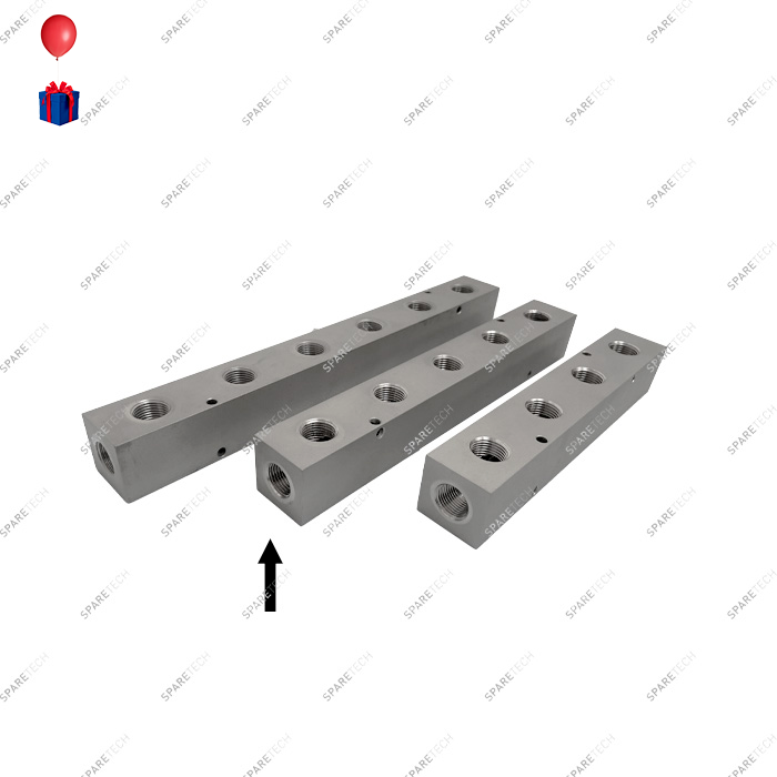 Stainless steel manifold block 5 output+2 input F1/2''