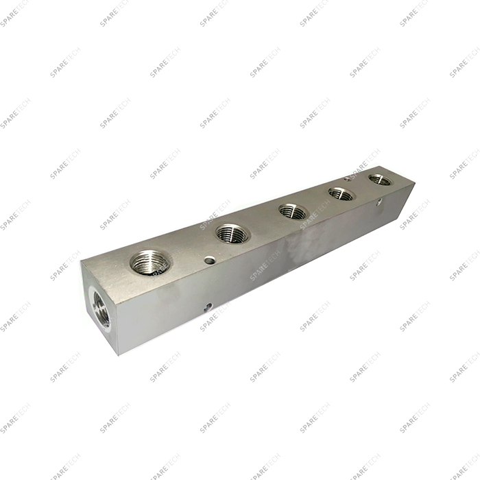 Stainless steel manifold block 5 output+2 input F1/2''