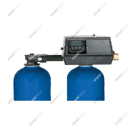 Twin water softener with Fleck 9100 SXT valve, 2x50L +150L salt tank