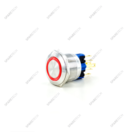 Ø22 mm stainless steel push button, 1NO/1NC red/blue illuminated ring