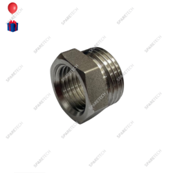 Stainless steel pipe reducer M3/8" F1/4", conic thread