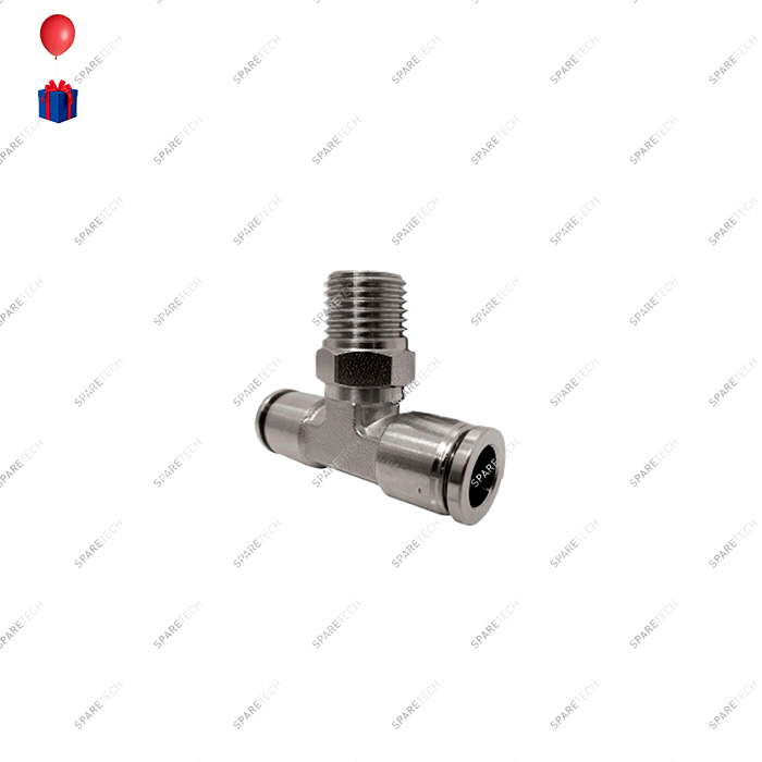 T connection, stainless steel, M1/4" for 4-6mm hose