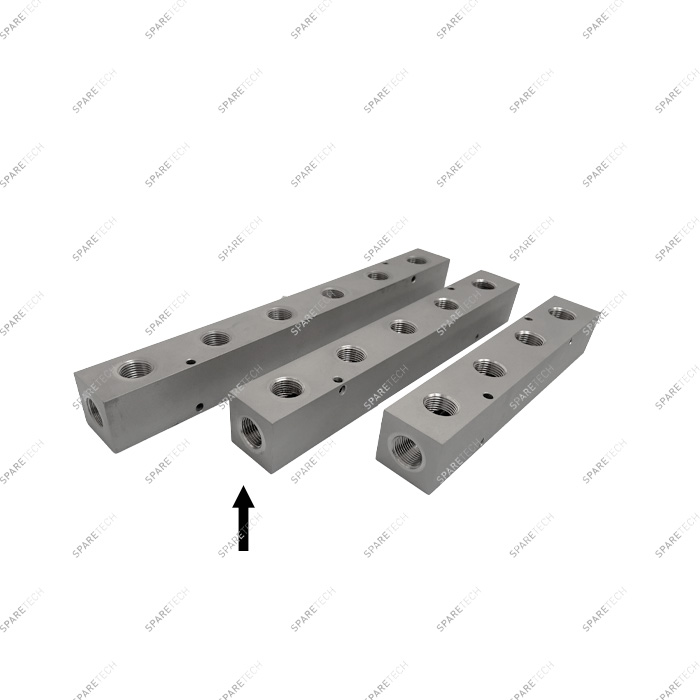 Stainless steel manifold block 5 output+2 input F1/2''