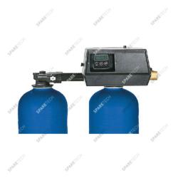 Twin water softener with Fleck 9100 SXT valve, 2x750L +200L salt tank