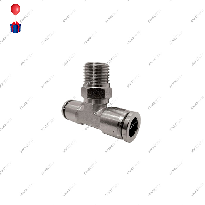 T connection, stainless steel, M1/4" for 6-8mm hose