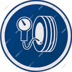Sticker with pictogram "AIR INFLATOR" blue, D.29cm