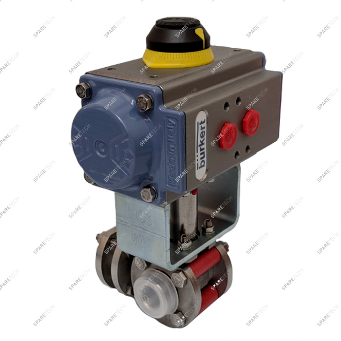 Pneumatic ball valve 8805 in stainless steel 3 ways G1/4" 100bar, NO