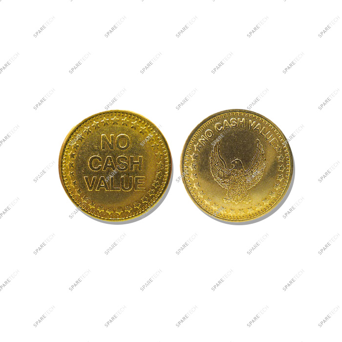 Brass token "NO CASH VALUE" 25 X 1,75 mm (per 100)