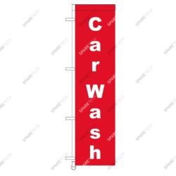 Red banner inscribed "CARWASH" 4x1m  for banner bar