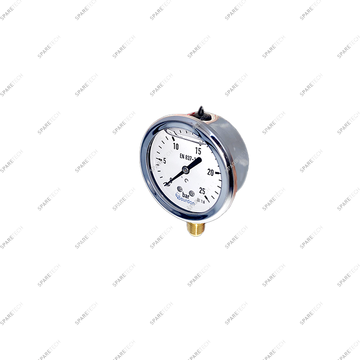 Stainless steel pressure gauge bottom mount 0-25 bar, M1/4'', D.60mm