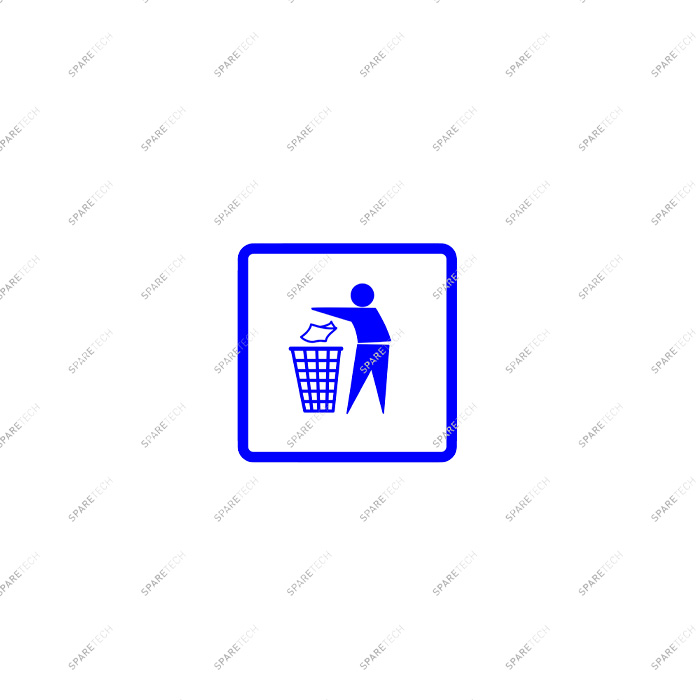 Blue sticker pictogram litter bin 150x150mm