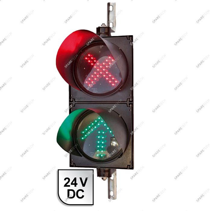Double cabinet with green arrow and red cross light 24VDC, 50x25cm